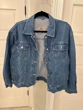 Vintage 90’s Nautica Blue Denim Jean Jacket Men’s Large Zip Compass Rose Buttons